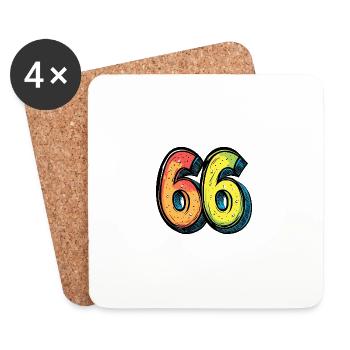 66 Symbole numérique - Dessous de verre (lot de 4) - blanc - Devant