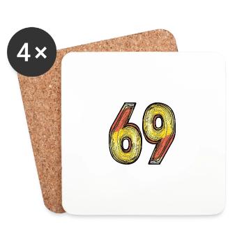 69 Zahl Symbol - Untersetzer (4er-Set) - Weiß - Vorne