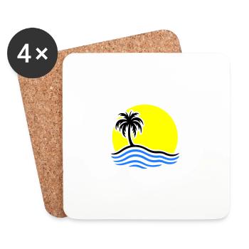 Palmier de l’île d’été - Dessous de verre (lot de 4) - blanc - Devant