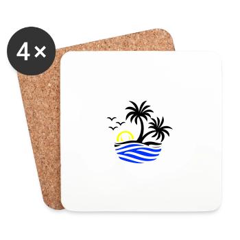 Île Palmiers Mer - Dessous de verre (lot de 4) - blanc - Devant