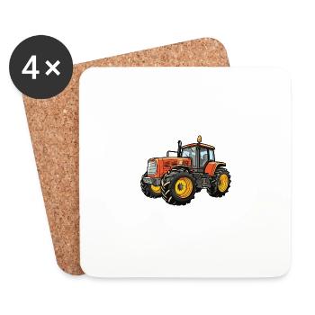 Icône du tracteur agricole - Dessous de verre (lot de 4) - blanc - Devant
