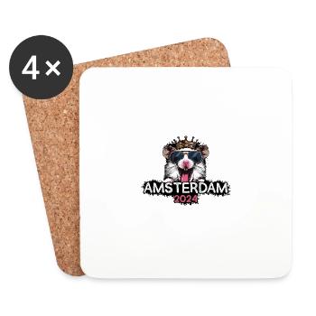 Amsterdam 2024 Party Hamster - Coasters (set of 4) - white - Front