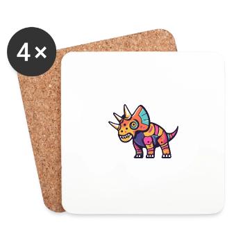 Dinosaur triceratops Halloween Funny - Coasters (set of 4) - white - Front