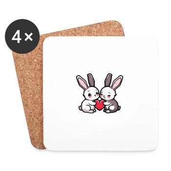 Hase Paar Verliebt Ostern Valentinstag - Untersetzer (4er-Set) - Weiß - Vorne