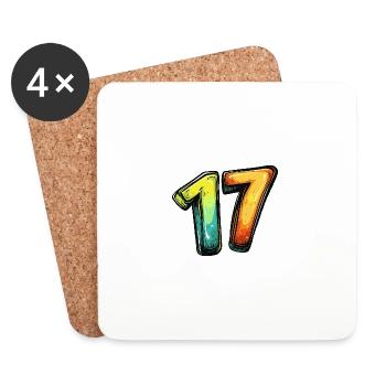 17 Number symbol - Coasters (set of 4) - white - Front