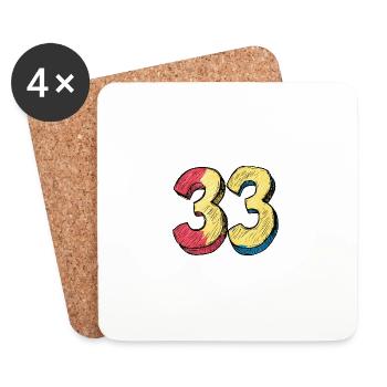 33 Zahl symbol - Untersetzer (4er-Set) - Weiß - Vorne