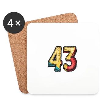 43 Number symbol - Coasters (set of 4) - white - Front