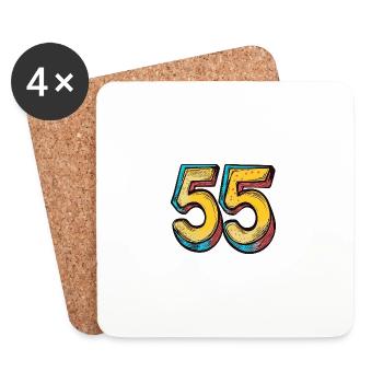 55 Symbole numérique - Dessous de verre (lot de 4) - blanc - Devant