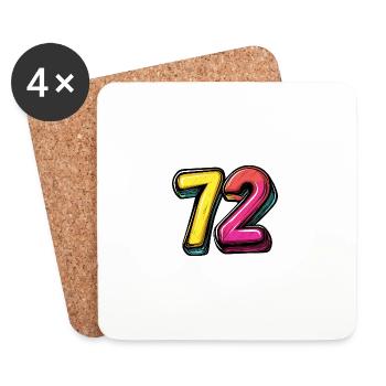 72 Symbole numérique - Dessous de verre (lot de 4) - blanc - Devant