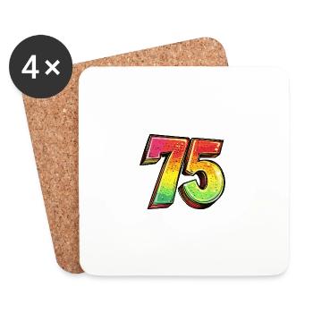 75 Symbole numérique - Dessous de verre (lot de 4) - blanc - Devant