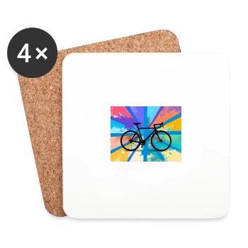 illustration,VTT,vélo de route,graffiti,coloré - Dessous de verre (lot de 4) - blanc - Devant