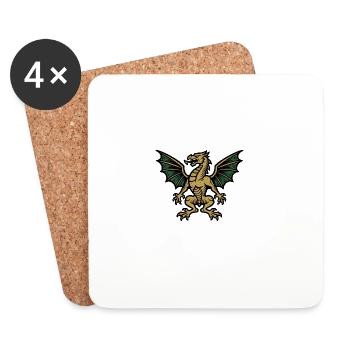 Golden Fire Dragon Comic Icon - Coasters (set of 4) - white - Front