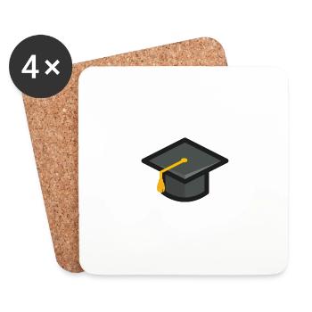 Cérémonie de remise des diplômes du chapeau de remise des diplômes - Dessous de verre (lot de 4) - blanc - Devant