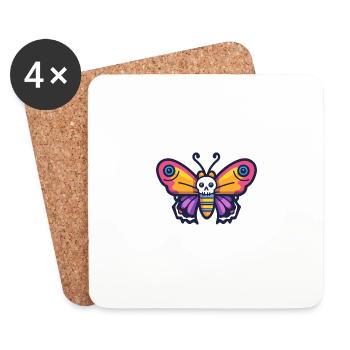 Papillon Halloween Animal - Dessous de verre (lot de 4) - blanc - Devant