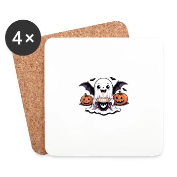 Ghost Ghost Halloween Pumpkin Bat Funny - Coasters (set of 4) - white - Front