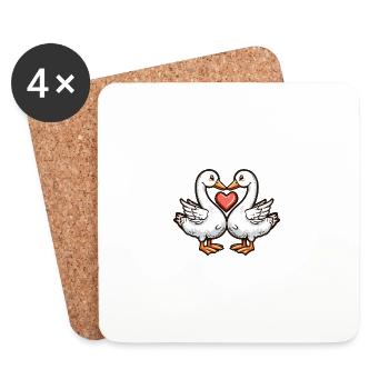 Goose Couple Valentine's Day - Coasters (set of 4) - white - Front