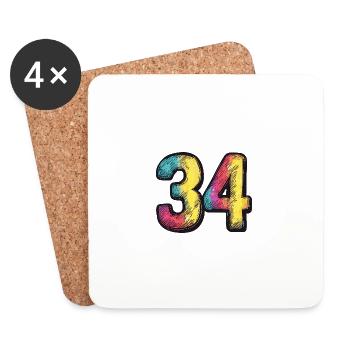 34 Number symbol - Coasters (set of 4) - white - Front