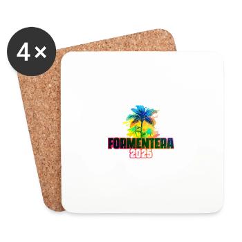Formentera 2025 Colorful Palm Trees - Coasters (set of 4) - white - Front