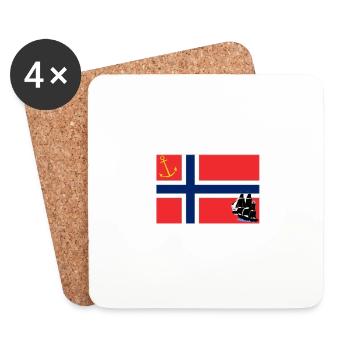 Drapeau marin Norvège - Dessous de verre (lot de 4) - blanc - Devant