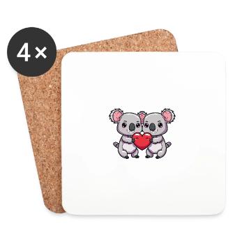 Koala Couple Saint-Valentin - Dessous de verre (lot de 4) - blanc - Devant