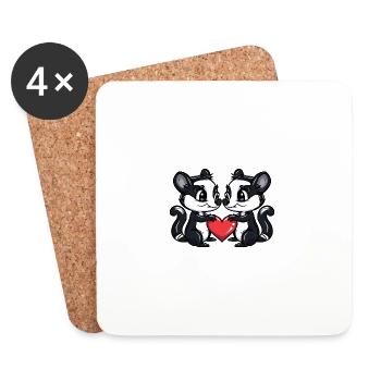 Skunk Couple Saint-Valentin - Dessous de verre (lot de 4) - blanc - Devant