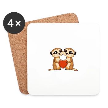 Suricate Couple Saint-Valentin - Dessous de verre (lot de 4) - blanc - Devant
