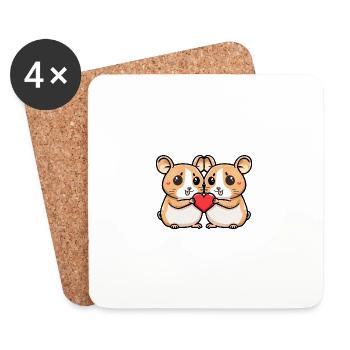 Hamster Couple Saint-Valentin - Dessous de verre (lot de 4) - blanc - Devant