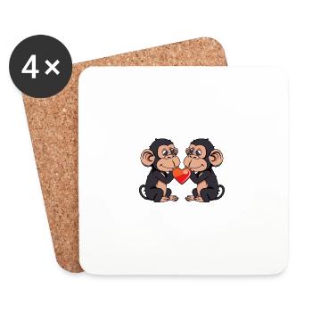 Monkey Couple In Love Valentine's Day - Coasters (set of 4) - white - Front
