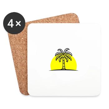 Island Palm Tree Summer Sun - Coasters (set of 4) - white - Front
