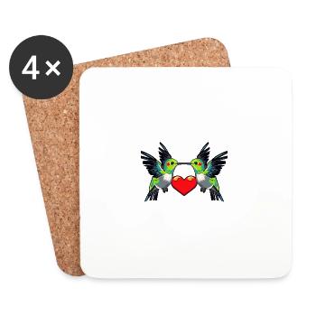 Colibri oiseau couple Saint-Valentin - Dessous de verre (lot de 4) - blanc - Devant