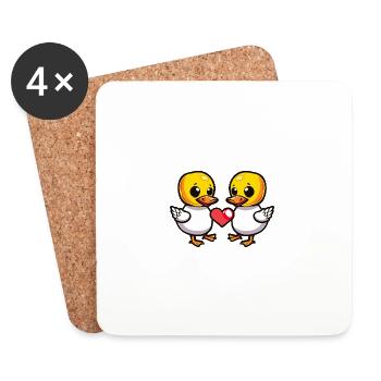 Duck Couple Valentine's Day - Coasters (set of 4) - white - Front