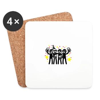 Équipe de fête d’anniversaire - Dessous de verre (lot de 4) - blanc - Devant