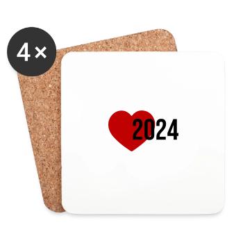 2024 Heart - Coasters (set of 4) - white - Front