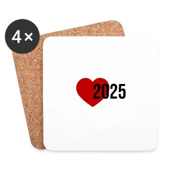 2025 Herz - Untersetzer (4er-Set) - Weiß - Vorne