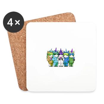 Soirée de ski de l’équipe Licorne - Dessous de verre (lot de 4) - blanc - Devant