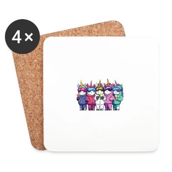 Équipe de vacances de ski Unicorn - Dessous de verre (lot de 4) - blanc - Devant