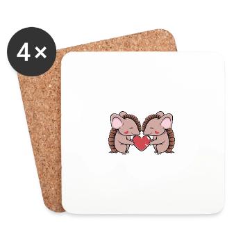 Armadillo Couple In Love Valentine's Day - Coasters (set of 4) - white - Front