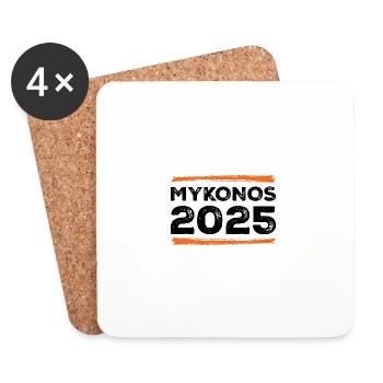 Mykonos 2025 Spruch - Untersetzer (4er-Set) - Weiß - Vorne