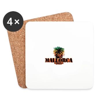 Majorque 2025 Palmiers - Dessous de verre (lot de 4) - blanc - Devant