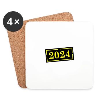 2024 Jahr - Untersetzer (4er-Set) - Weiß - Vorne