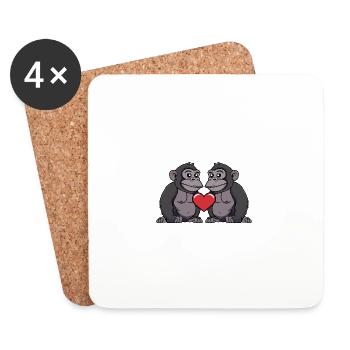 Gorilla Couple Valentine's Day - Coasters (set of 4) - white - Front