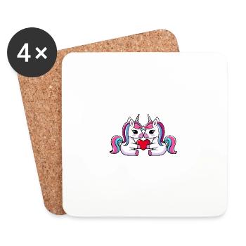 Licorne Couple Saint-Valentin - Dessous de verre (lot de 4) - blanc - Devant