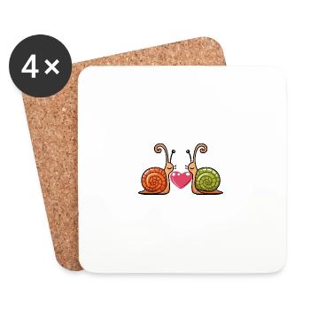 Escargot Couple Saint-Valentin - Dessous de verre (lot de 4) - blanc - Devant