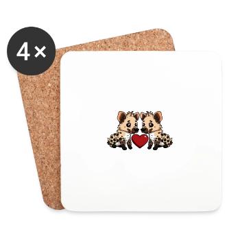 Hyène Couple Saint-Valentin - Dessous de verre (lot de 4) - blanc - Devant