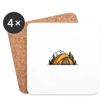 Tente de camping extérieure - Dessous de verre (lot de 4) - blanc - Devant