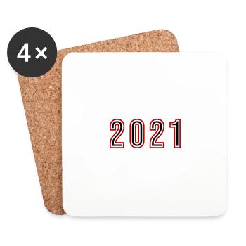 2021 Jahr Zahl - Untersetzer (4er-Set) - Weiß - Vorne
