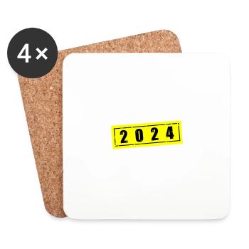 Année 2024 - Dessous de verre (lot de 4) - blanc - Devant