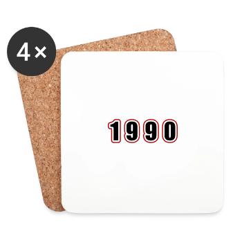 1990 Année Anniversaire - Dessous de verre (lot de 4) - blanc - Devant