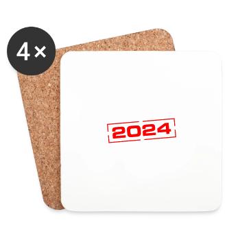 Anniversaire de l’année 2024 - Dessous de verre (lot de 4) - blanc - Devant
