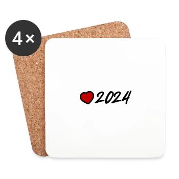 2024 année Cœur - Dessous de verre (lot de 4) - blanc - Devant